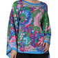 Dolce & Gabbana Multicolor Floral Charmeuse Kimono Sleeve Tunic Top