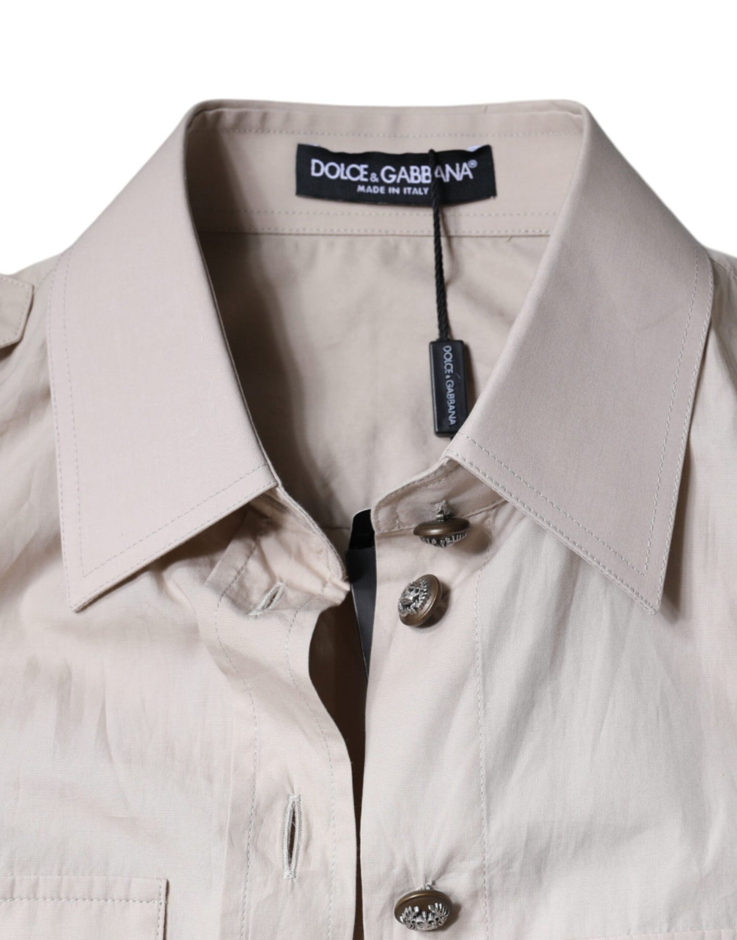 Dolce & Gabbana Beige Cotton Collared Button Down Shirt Top