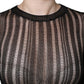 Dolce & Gabbana Black Stripe See Through Long Sleeves Top