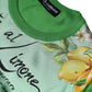 Dolce & Gabbana Green Silk Granita Al Limone Long Sleeves Sweater