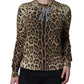 Dolce & Gabbana Brown Leopard Embellished Long Sleeve Sweater