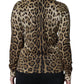 Dolce & Gabbana Brown Leopard Embellished Long Sleeve Sweater