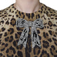 Dolce & Gabbana Brown Leopard Embellished Long Sleeve Sweater