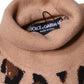 Dolce & Gabbana Beige Leopard Print Wool Turtleneck Top