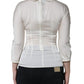 Dolce & Gabbana Off White Silk Lace Trimmed 3/4 Sleeves Blouse Top