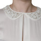 Dolce & Gabbana Off White Silk Lace Trimmed 3/4 Sleeves Blouse Top