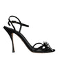 Dolce & Gabbana Black Suede Crystals KEIRA Sandals Shoes