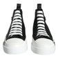 Dolce & Gabbana Black White Leather Mid Top Sneakers Shoes