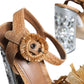 Dolce & Gabbana Brown Raffia Ankle Strap Crystal Sandals Shoes