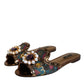 Dolce & Gabbana Multicolor Jacquard Embellished Slides Flats Shoes