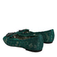 Dolce & Gabbana Green Lace Crystal Ballet Flats Loafers Shoes