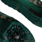 Dolce & Gabbana Green Lace Crystal Ballet Flats Loafers Shoes