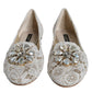 Dolce & Gabbana White Lace Crystal Ballet Flats Loafers Shoes