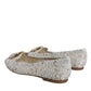 Dolce & Gabbana White Lace Crystal Ballet Flats Loafers Shoes