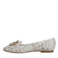 Dolce & Gabbana White Lace Crystal Ballet Flats Loafers Shoes