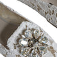 Dolce & Gabbana White Lace Crystal Ballet Flats Loafers Shoes