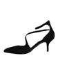 Dolce & Gabbana Black Suede Ankle Strap Pumps Heels Shoes