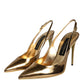 Dolce & Gabbana Gold Patent Leather Heels Slingback Shoes