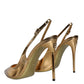 Dolce & Gabbana Gold Patent Leather Heels Slingback Shoes