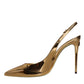 Dolce & Gabbana Gold Patent Leather Heels Slingback Shoes