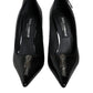 Dolce & Gabbana Black Patent Leather Zipper Heels Pumps Shoes