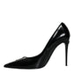 Dolce & Gabbana Black Patent Leather Zipper Heels Pumps Shoes