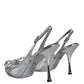 Dolce & Gabbana Silver Mesh Crystal Embellished Slingback Shoes