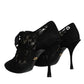 Dolce & Gabbana Black Taormina Lace Up Stretch Heels Shoes