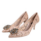 Dolce & Gabbana Beige Taormina Lace Crystal Heel Pumps Shoes