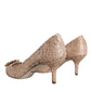 Dolce & Gabbana Beige Taormina Lace Crystal Heel Pumps Shoes