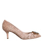 Dolce & Gabbana Beige Taormina Lace Crystal Heel Pumps Shoes