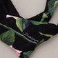 Dolce & Gabbana Black Rose Halter Beachwear Swimwear Bikini Top