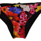 Dolce & Gabbana Black Floral Print Swimsuit Bikini Bottom Swimwear