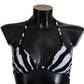 Dolce & Gabbana Black White Zebra Halter Swimwear Bikini Top