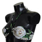 Dolce & Gabbana Black Floral Halter Beachwear Swimwear Bikini Top