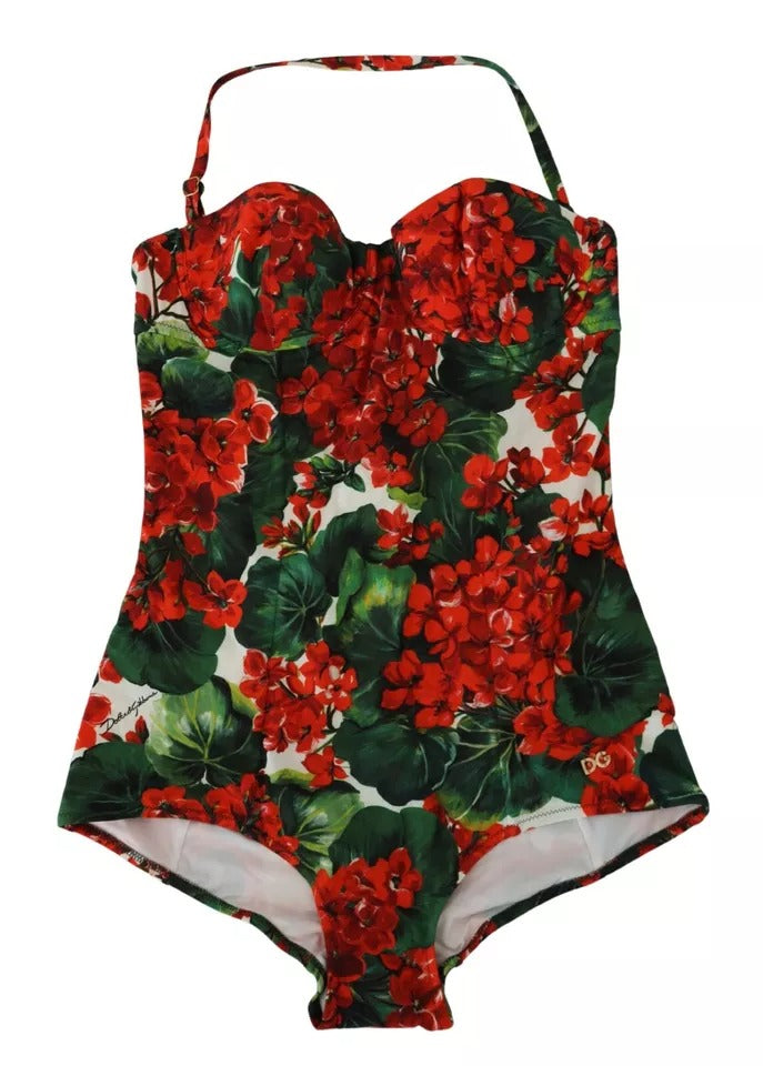 Dolce & Gabbana Multicolor Geranium One Piece Beachwear Swimsuit