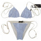 Dolce & Gabbana White Blue Stripes Bikini Top Bottom Beachwear Swimwear