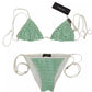 Dolce & Gabbana White Green Stripes Bikini Top Bottom Swimwear