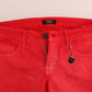 Costume National Radiant Red Super Slim Designer Jeans