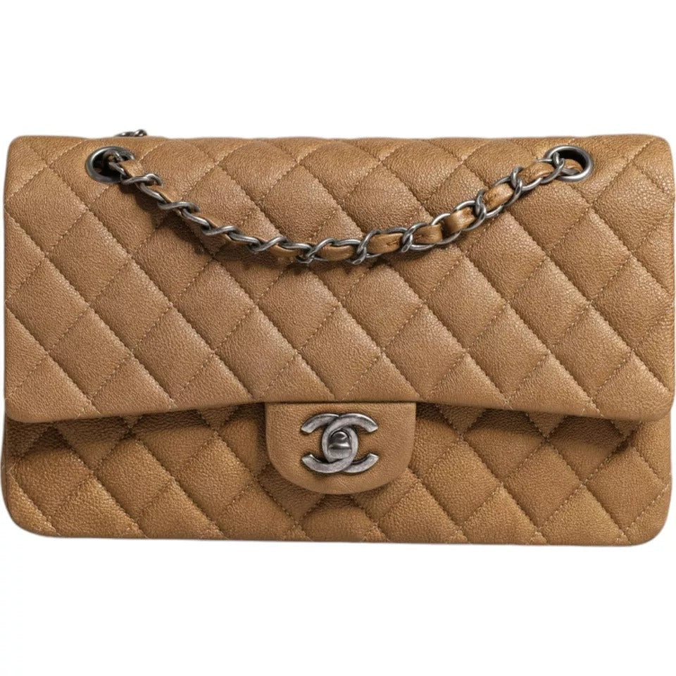 Chanel Dark Gold Caviar Medium Classic Double Flap Shoulder Bag