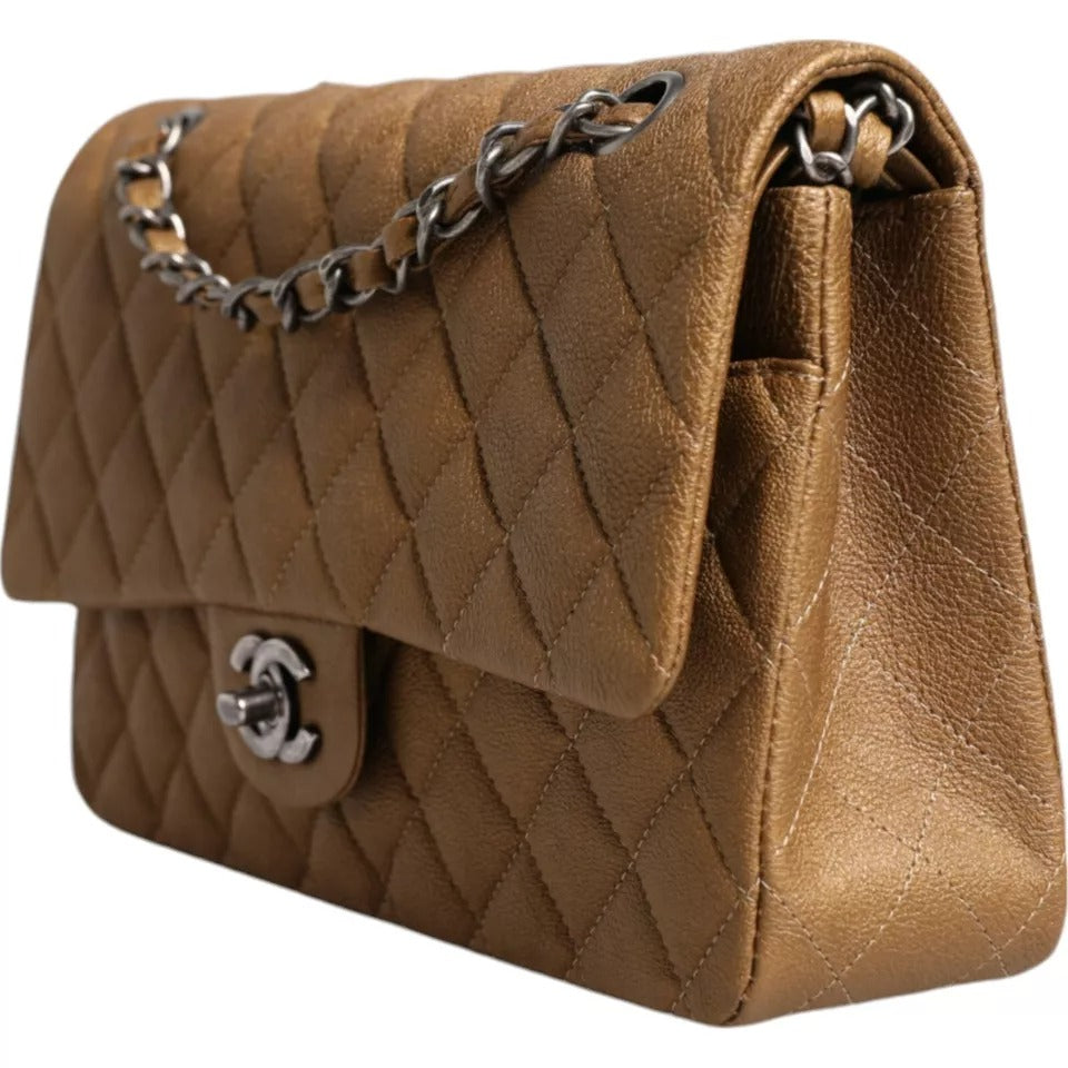 Chanel Dark Gold Caviar Medium Classic Double Flap Shoulder Bag