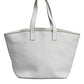 Brunello Cucinelli White Leather Logo Shoulder Strap Shopping Tote Bag