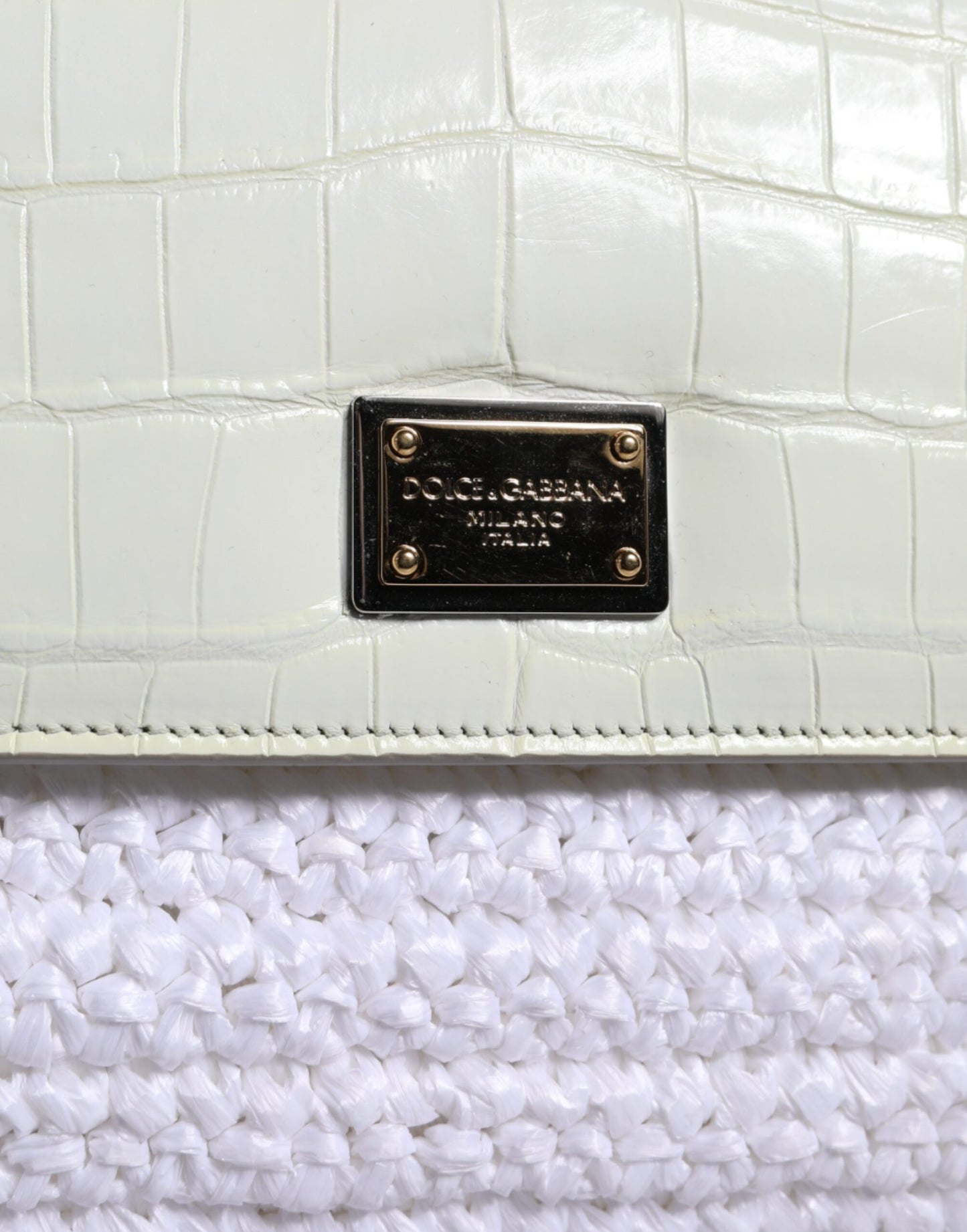 Dolce & Gabbana White Rafia Leather SICILY Crossbody Bag