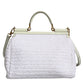 Dolce & Gabbana White Rafia Leather Top Handle Crossbody Bag