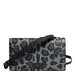 Dolce & Gabbana Black Gray Leopard Leather Bifold Card Slot Crossbody Bag