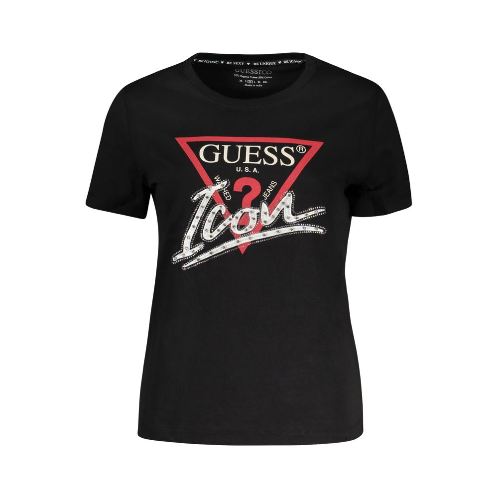 Guess Jeans Black Cotton Tops & T-Shirt