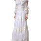 Dolce & Gabbana White Floral Lace Corset Cotton Maxi Dress