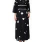 Dolce & Gabbana Black Silk Daisy A-line Long Maxi Dress