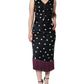 Dolce & Gabbana Black Silk Polka Dot Vneck Tassel Midi Dress