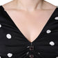 Dolce & Gabbana Black Silk Polka Dot Vneck Tassel Midi Dress